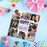 Carte Lilac Purple Friends Photo Collage Anniversaire<br><div class="desc">Cette carte d'anniversaire moderne et amusante est parfaite pour votre ami ou membre de votre famille. Il comprend une grille de huit photos, une police en gras, une typographie manuscrite de signature et un message spécial à la fille d'anniversaire avec son âge affiché fièrement. (L'âge peut être changé en n'importe...</div>
