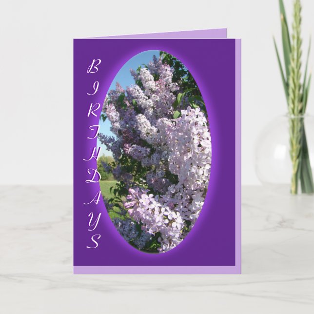 Carte Lilac Purple Oval Birthday- customize d'occasion (Devant)
