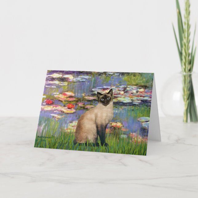 Carte Lilies 2 - Chat siamois Seal Point (Devant)