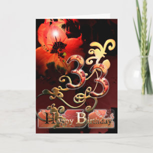 Carte Lilly Dream flower Happy 33 Anniversaire ornate