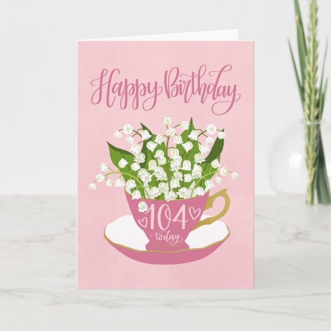 Carte Lily of the Valley Teacup 104e anniversaire (Devant)