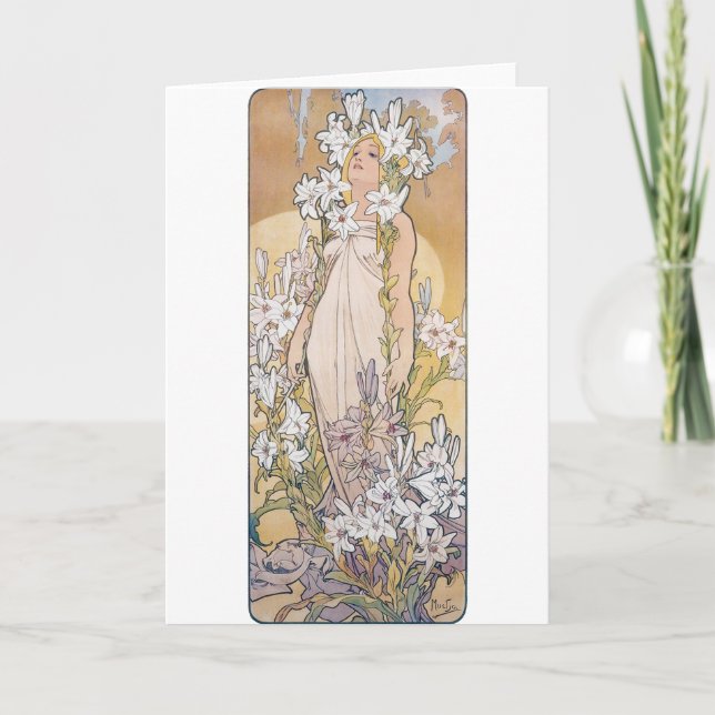 Carte Lily (quatre fleurs), Alphonse Mucha (Devant)