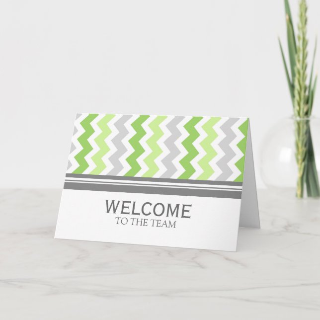 Carte Lime Gray Chevron Employee Welcome to the Team (Devant)
