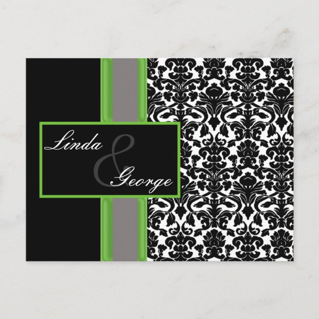 carte lime mariage damassé rsvp (Devant)