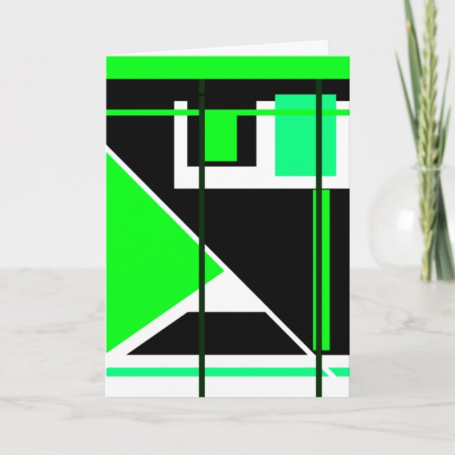 Carte Lime Vert noir sur blanc Géométrique Abstrait (Devant)