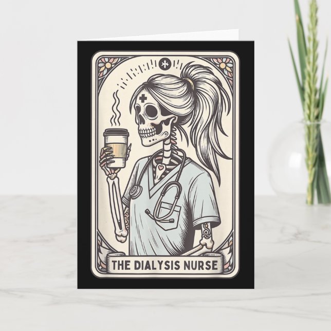 Carte L'infirmière de dialyse Halloween squelette infirm (Devant)