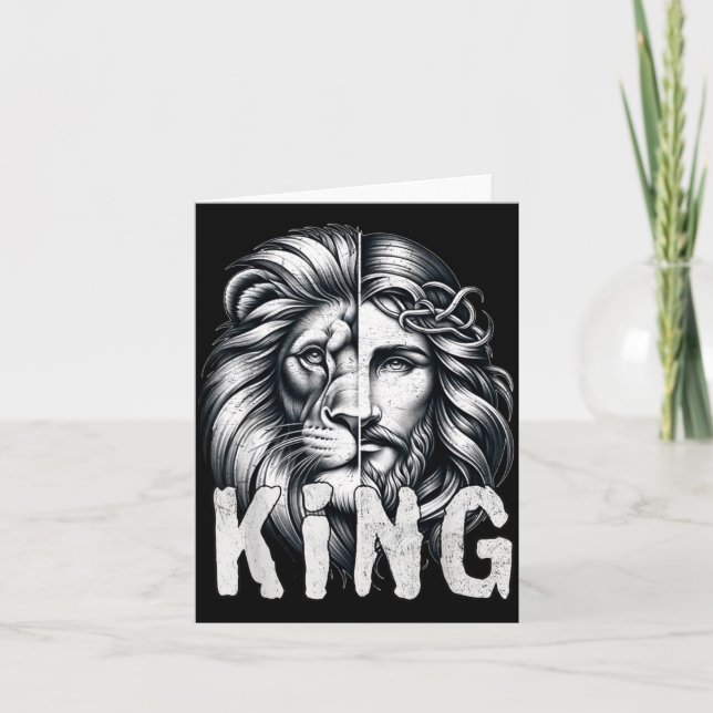 Carte Lion And Jesus King Christian Faith Design  (Devant)