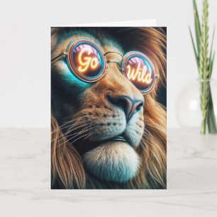 Carte Lion Anniversaire Portant Des Lunettes De Soleil N