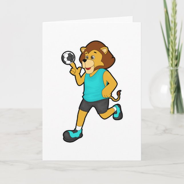 Carte Lion at Handball player with Handball (Devant)
