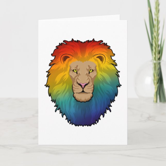 Carte Lion aux couleurs de l'arc-en-ciel (Devant)