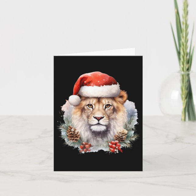 Carte Lion avec Casquette de Noël Afrique du Sud Safari  (Devant)