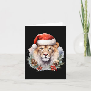 Carte Lion avec Casquette de Noël Afrique du Sud Safari 