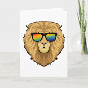Carte Lion avec lunettes de soleil