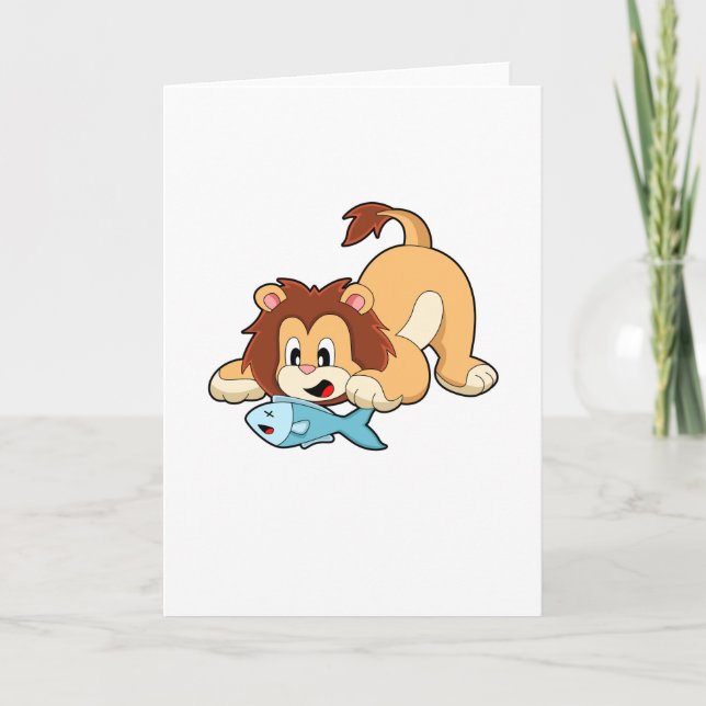 Carte Lion avec poisson (Devant)