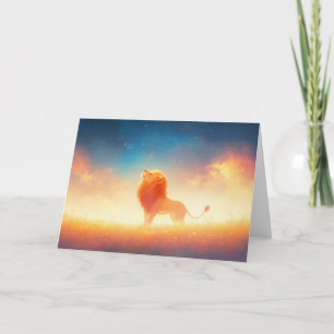 Carte Lion baigné dans l'étreinte du coucher de soleil