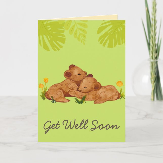 Carte Lion bébé mignon et encouragement obtenir bien ver (Devant)