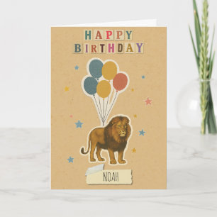 Carte Lion Birday Card - Nom personnalisé