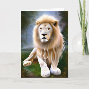 Carte Lion blanc majestueux Art éthéré