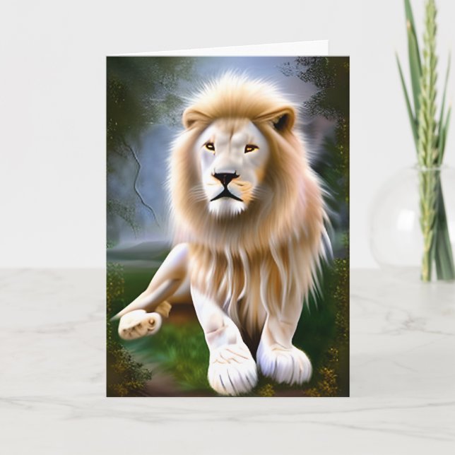 Carte Lion blanc majestueux Art éthéré (Devant)
