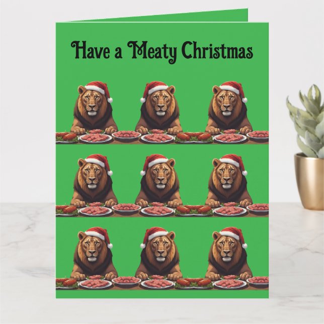 Carte Lion carnivore Noël vacances  (Petite plante)