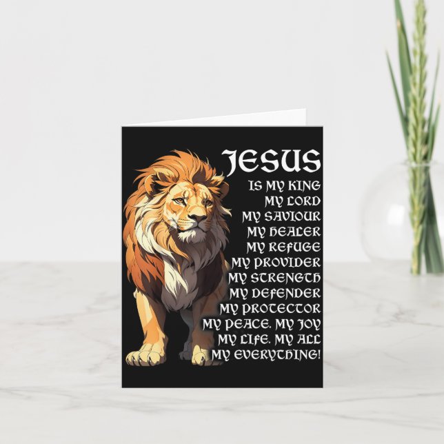 Carte Lion Christian Jesus Is My King, God, Lord, And Sa (Devant)