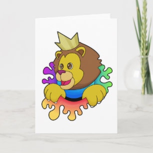 Carte Lion comme roi avec couronne