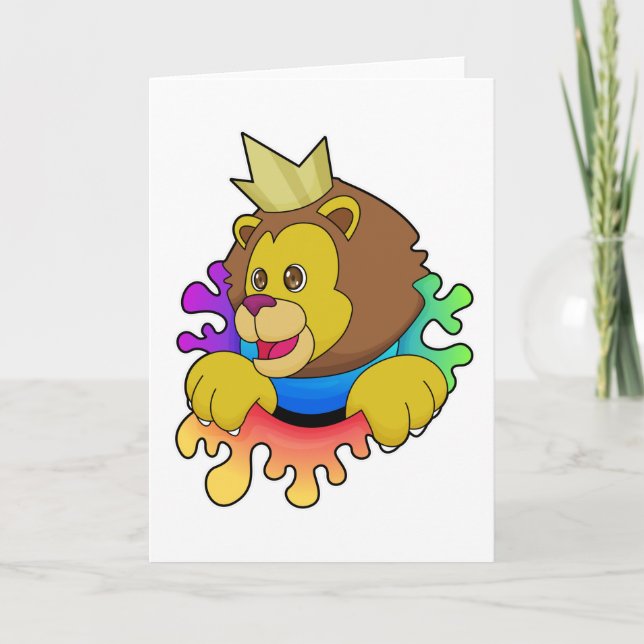 Carte Lion comme roi avec couronne (Devant)