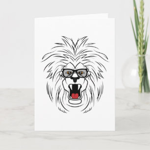 Carte Lion cool rugissant avec des lunettes montre le pa
