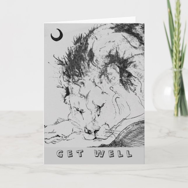 Carte Lion de sommeil - obtenez bien (Devant)