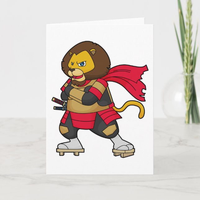 Carte Lion en Guerrier avec Cape (Devant)