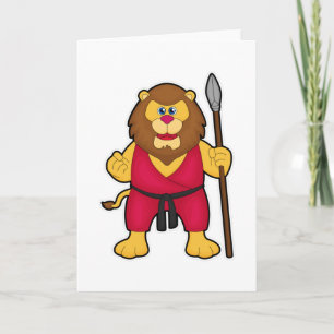 Carte Lion en guerrier avec lance