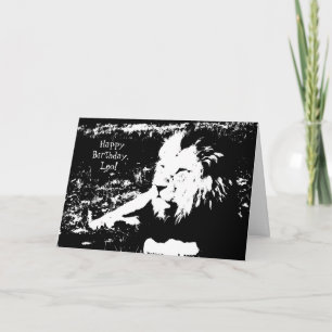 Carte Lion en noir et blanc - joyeux anniversaire Lion !