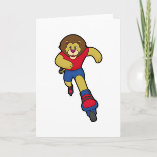 Carte Lion en patineur avec des rollers en ligne