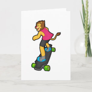Carte Lion en planchiste avec skateboard