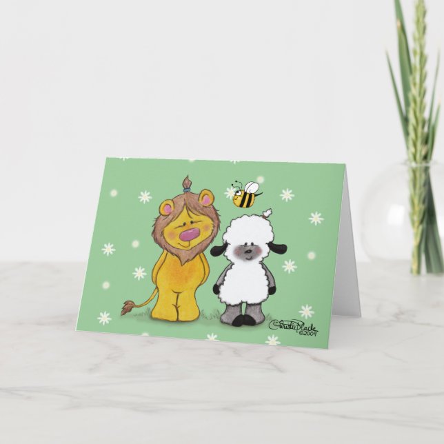 Carte Lion et agneau Véritables amis (Devant)