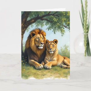 Carte Lion et Lion   Joyeux Amour Anniversaire