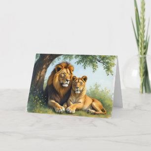 Carte Lion et Lion   Joyeux Anniversaire