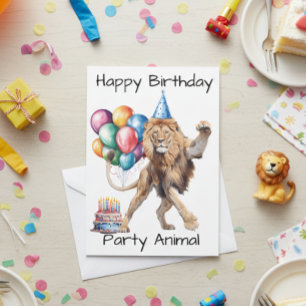 Carte Lion Joyeux Anniversaire fête Animal