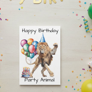 Carte Lion Joyeux Anniversaire fête Animal
