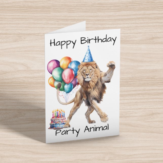 Carte Lion Joyeux Anniversaire fête Animal (Créateur téléchargé)