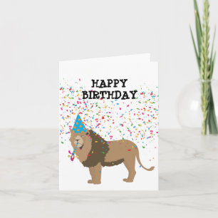 Carte Lion Jungle Fête Animaux Fête Anniversaire