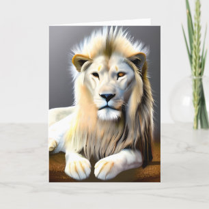Carte Lion majestueux blanc Art éthéré   Pensant à toi
