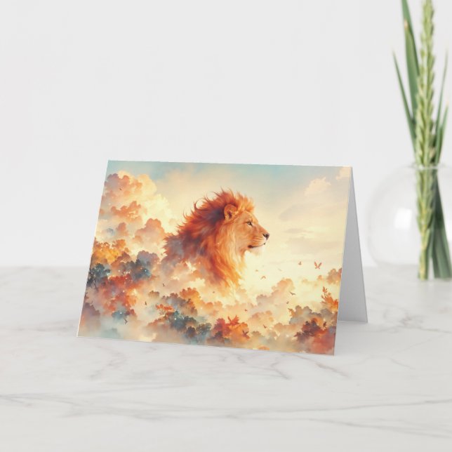 Carte Lion Majestueux Parmi Les Nuages Radiants (Devant)