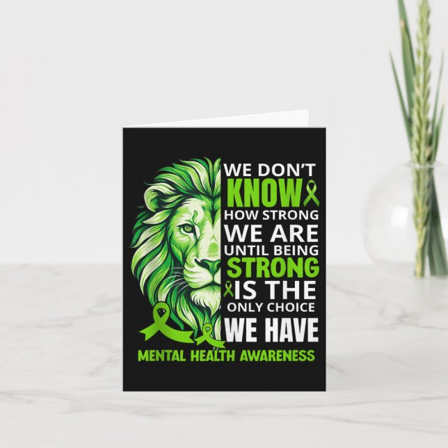 Carte Lion Motivation vert Ruban santé mentale Aware (Devant)