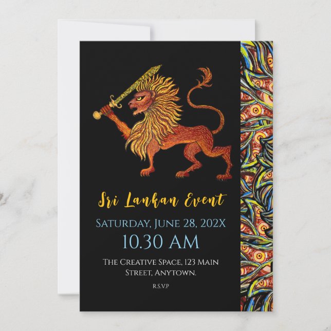 Carte Lion Plat Drapeau Sri Lanka (Devant)