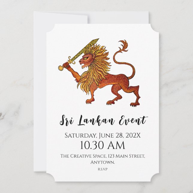 Carte Lion Plat Drapeau Sri Lanka (Devant)