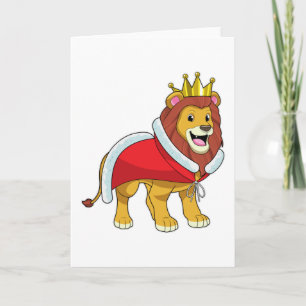 Carte Lion Roi avec Couronne & Cape