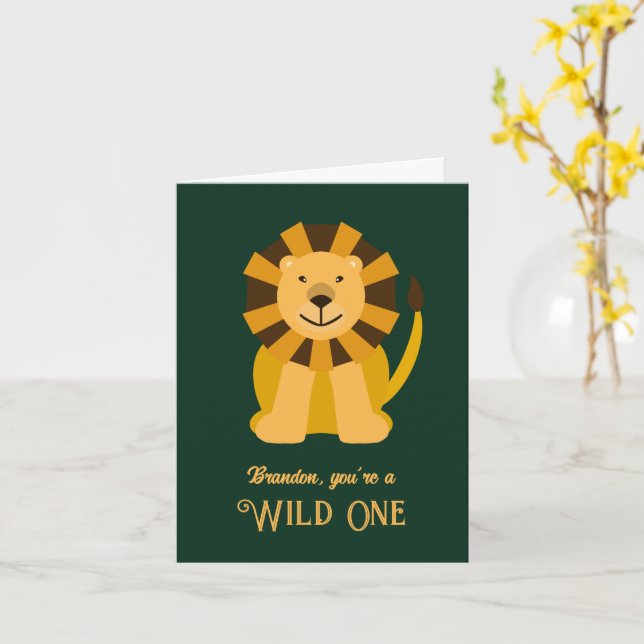 Carte Lion Wild One First Birthday Card pour bébé (Fleur jaune)