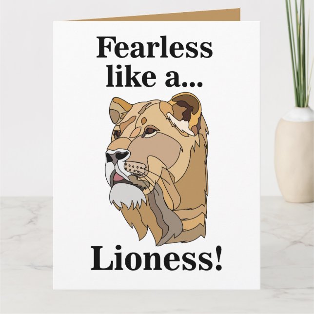Carte Lionne Animal Sans peur (Devant)
