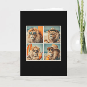 Carte Lions Cool Avec Sungles Plage Animaux Vacances Été